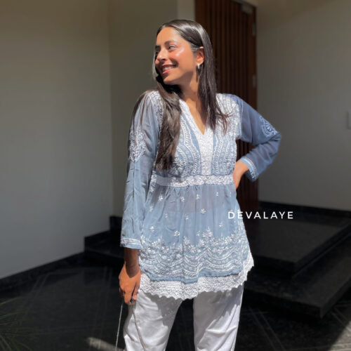 Lace Top Blue Grey Moon