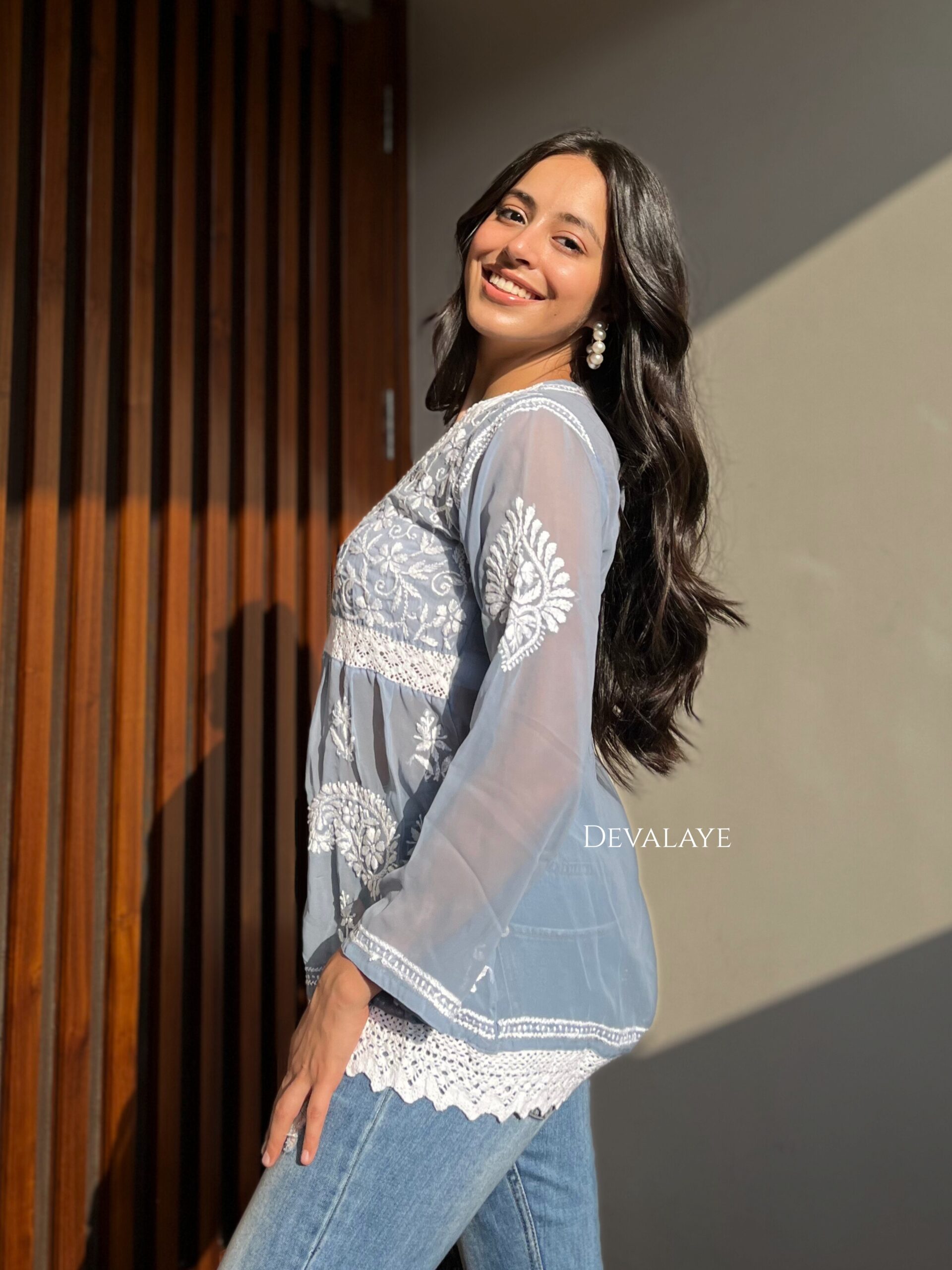 Lace Top Blue Grey Paisley - Image 6