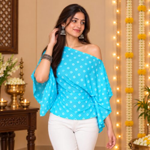 Bandhani Top - Sky Blue