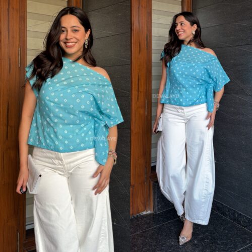 Bandhani Top - Sky Blue